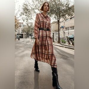 Zara PLAID MIDI DRESS